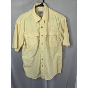 Mens M-Reg‎ Yellow Shirt Sleeve Vented Fishing Shirt L. L. Bean POCKETS